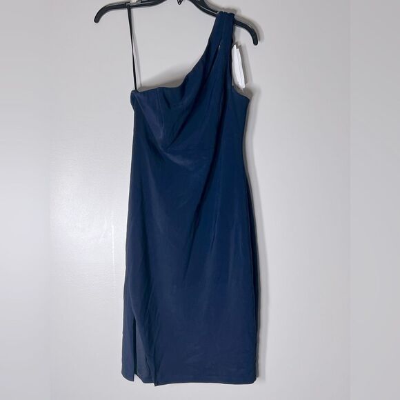 AQUA One Shoulder Keyhole Cocktail Dress - 100% Exclusive Size 6 Navy - Picture 7 of 10